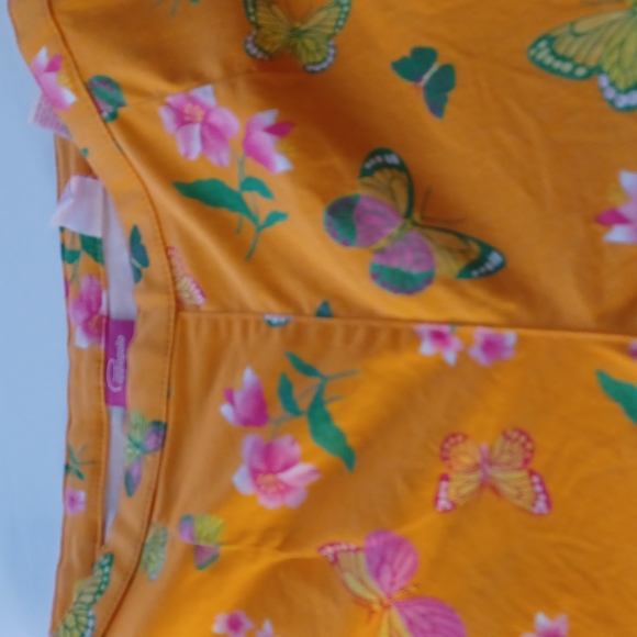 Pappagallo tangerine orange petite with butterflies and flowers side zipper - Picture 4 of 10